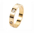 Diamond Gold Rings Fashion Elegant 4mm Rhinestone Diamond Gold Plated Stainless Steel Rings