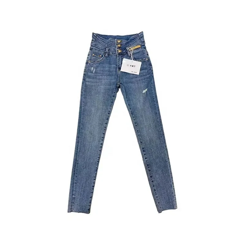 Fashion jeans slim casual wide leg pants high waist section blue long jeans 2023 women's wear