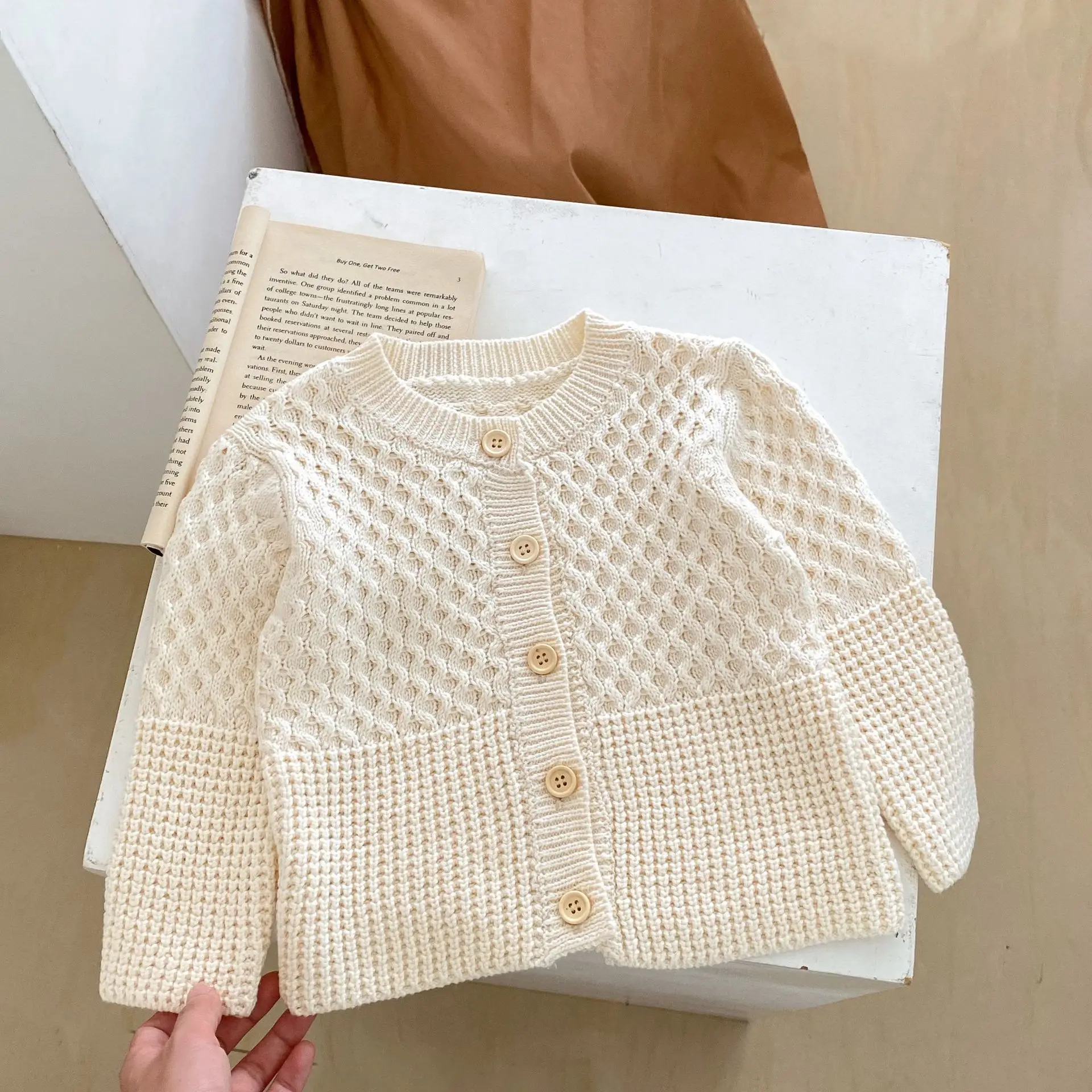 Engepapa fall newborn knit long sleeve jacket infant simple casual cardigan baby unisex clothes