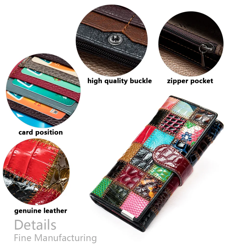 New stitching style purse for women luxury genuine leather color snake pattern clutch bag large capacity multi-function wallet_39