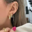 Jewelry Earrings 2021 Fashion Shiny Jewelry Zircon Rhombus Ear Clip Gold Plated Unique Zipper Earrings