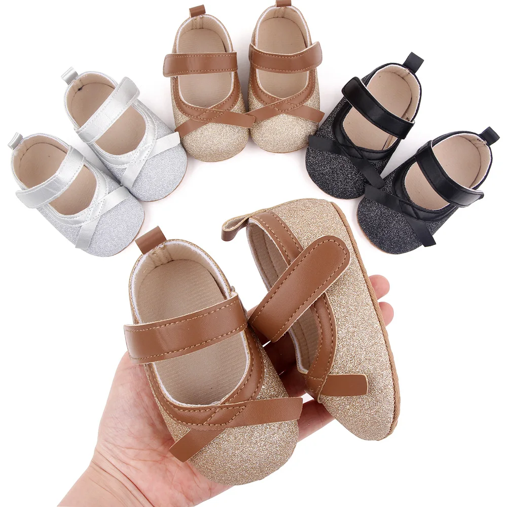 Baby Girls Solid Color Shiny PU Leather Bow Infants Fashion Princess Soft Soled Toddler Shoes factory