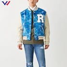 Jacket Chaqueta Customized Streetwear Hip Hop Applique Embroidery Baseball Bomber Jacket With Leather Sleeves