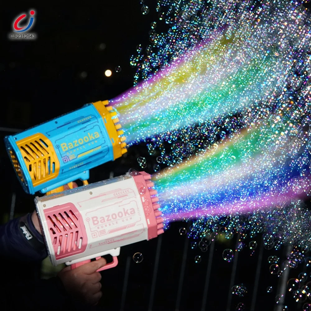 Chengji light automatic bubble blower maker gun kids toy juquetes bubble gun rocket bazooka launcher bubble machine guns 69