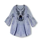 Design Blouse 2021 Sustainable High Quality New Flare Sleeve Design 100% Cotton Mexican Casual Blouse Embroidery