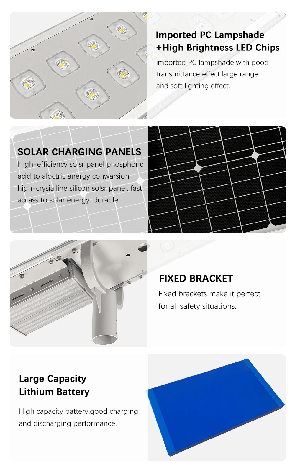 6000k Lumen Per Watt 100W IP65 Aluminum Outdoor Solar Street Lamp with High Brightness LED Lighting for Highway/ Road /garden