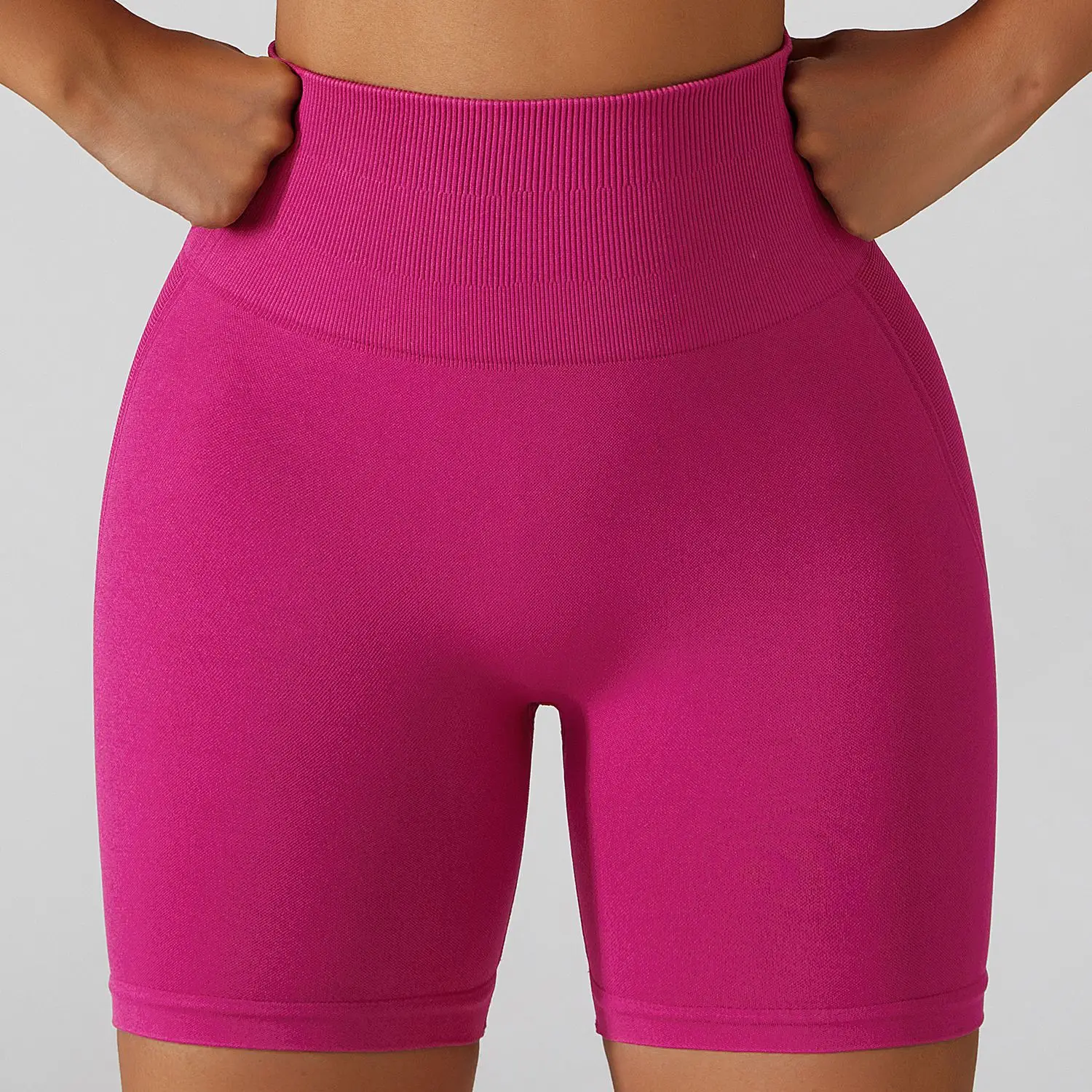 New Women Sportswear High Waist Workout Gym Clothing Seamless Sport  Klein blue Rib-Knit Yoga Shorts