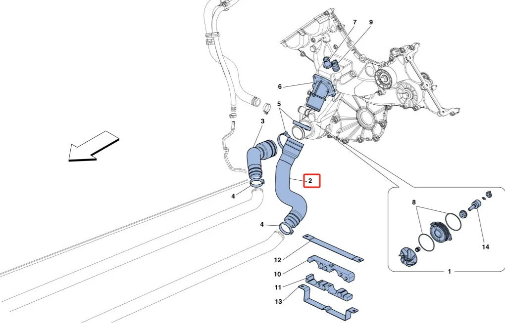 OEM 266873 Coolant Thermostat Pipe for Ferrari 458 Italia Speciale V8 Turbo Rubber Material Replacement Hose Kit manufacture