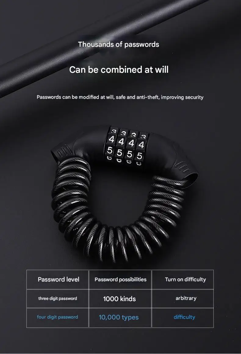 Portable Password Lock for Bicycles Motorcycles Electric Vehicles Mini Chain Lock Cycling Equipment Anti-Theft Accessory
