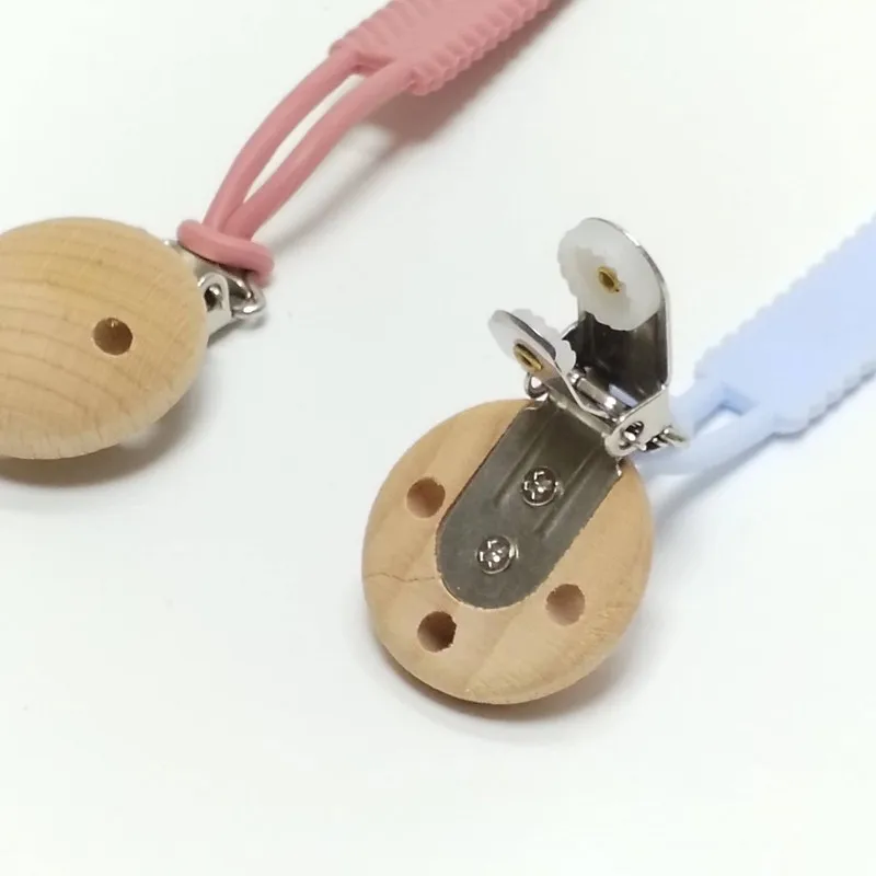 Chewable Wooden Silicone Dummy Pacifier Clip Silicone Baby Pacifier Clip Chain