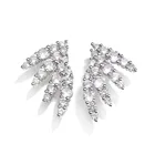 Earrings ES007 Latest Design Angel Wings Silver Studs Earrings Real Gold Plated Diamonds Earrings For Women
