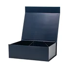 Giftbox A4 Deep Navy Blue Changeable Ribbon Style Navy Blue Magnetic Fold Flat Giftbox
