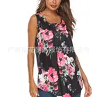 T-shirt Summer Print Vneck Sleeveless Casual Womens T-shirt Sexy Vest