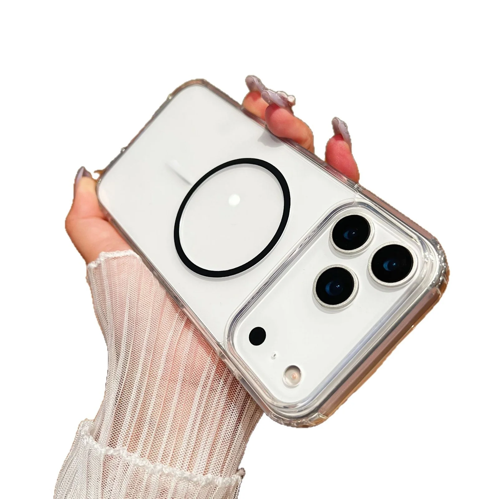 product colorful thin ring magnetic phone case transparent anti drop protective cover for apple 16 for iphone 17 pro max-4