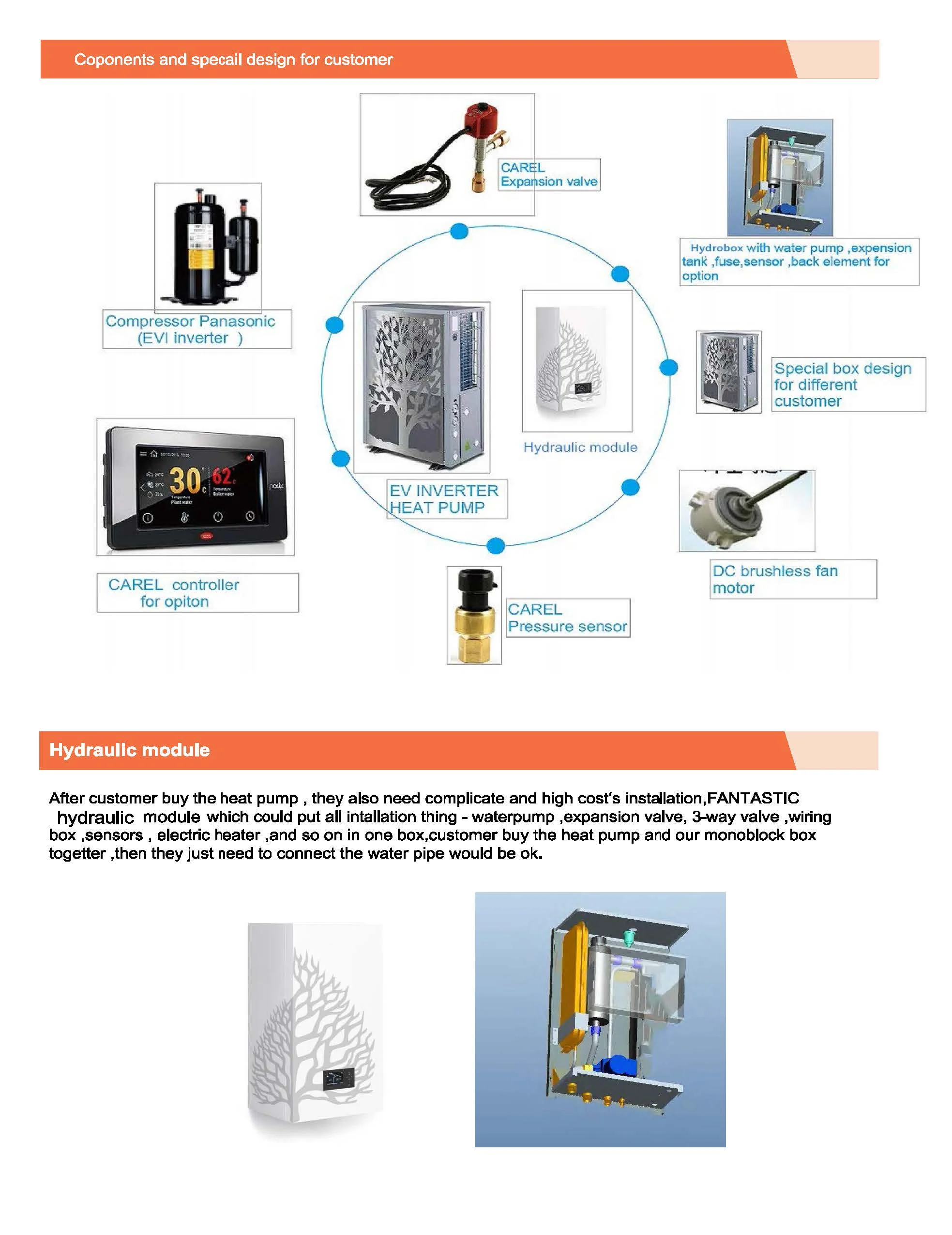 Air Source Heat Pump, 35C, 55C, EVI, 10KW - detail 4