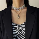 Hip Hop Wind Diamond With Close Claws Cuban Necklace Personality Multi Letter Pendant Suit Necklace