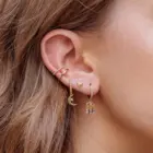 Hoop Earrings INS Design Delicate Classic Gold-plated Jewelry Star Moon Asymmetrical Opal Hoop Earrings