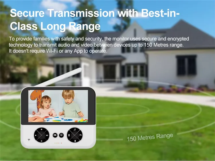 新款4.3/5英寸智能高清视频婴儿手机双向音频无线温度数字睡眠婴儿监视器摄像机和摇篮曲