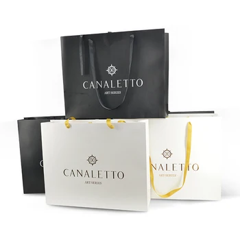 Custom Ribbon Handles Gift Spaper Bags Clothes Shoe Brand Retail Luxury Boutique Shopping Paper Bag With Your Own Logo