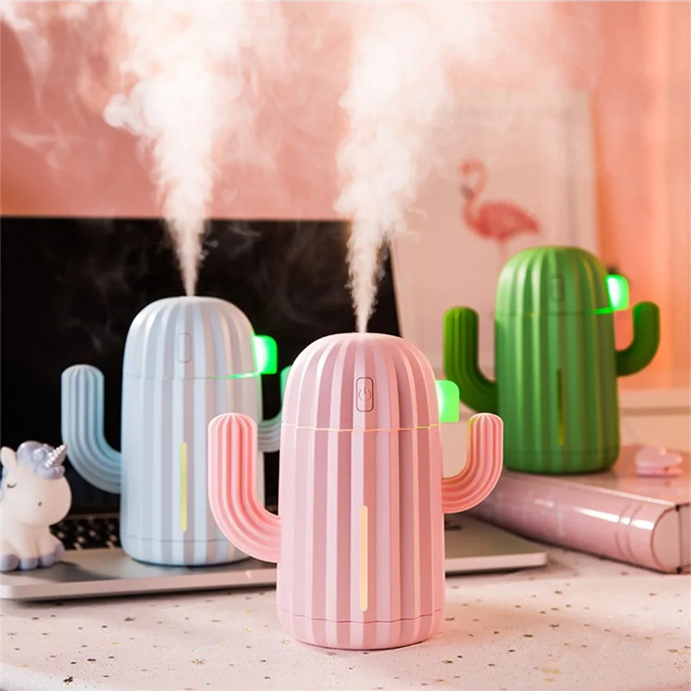 Home Office 340ML USB Air Humidifier Cactus Timing Aromatherapy Diffuser Mist Maker Fogger Mini Aroma Atomizer Humidifier