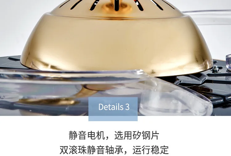 Crystal Ceiling Light Fan, 220v - detail 36