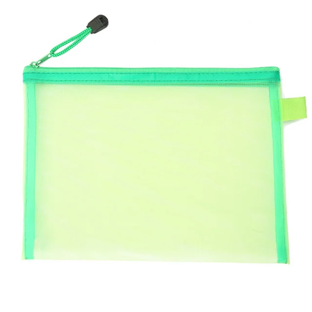 Single Layer Mesh transparent file bag Simple durable polychrome nylon zipper bag Multi-function examination paper receipt bag