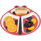 Lovely Animal Design Children Baby Kids Breakfast Lunch Bamboo Fiber Feeding Plate