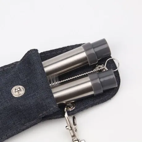 Portable 12mm Diameter Metal Boba Straw Reusable Telescopic Milk Tea Straw for Travel