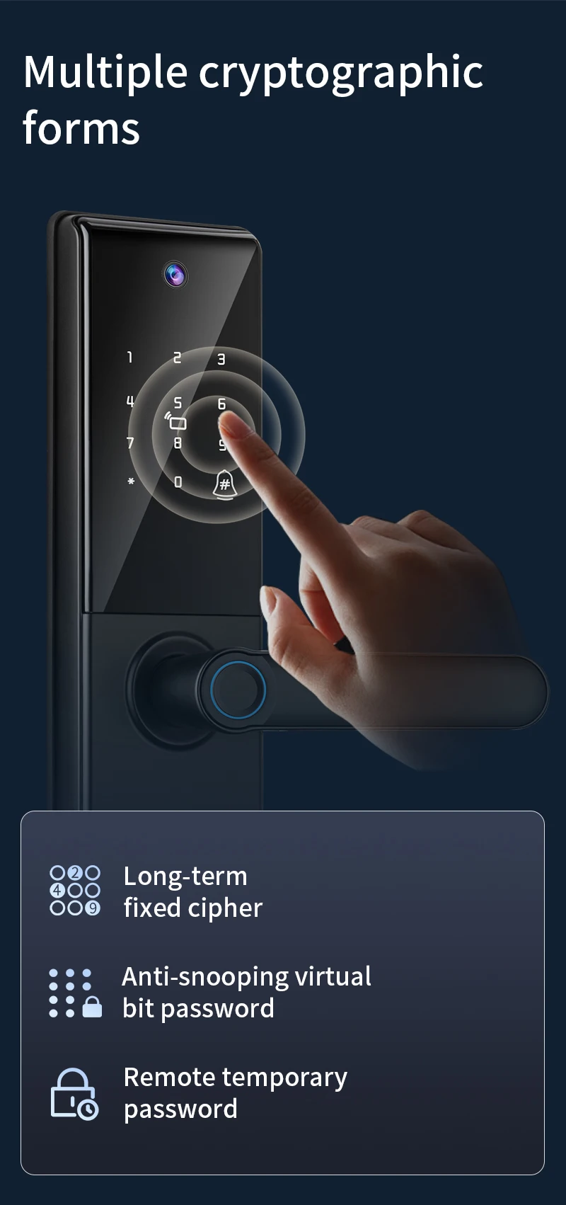 Qleung S829max Tuya Wifi APP Telekomparat Odciski palców Hasło Karta Klucz Smart Door Lock dla domu Hotel Biuro 8