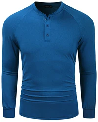 Mens Basic Henley Shirts Long Sleeve Stretchy Comfy Classic Casual Daily Collarless T-Shirts