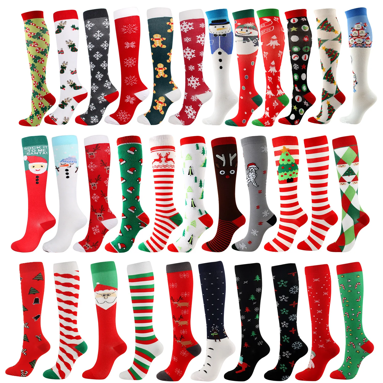 Happy Colorful Style Medical Compression Socks Stockings for Men Women Holiday Gift Sports Christmas Compression Socks