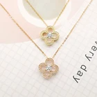 Necklace Luxurious 18k Real Gold Clover Pendant Necklace With Diamond For Women 1000s Jewelry
