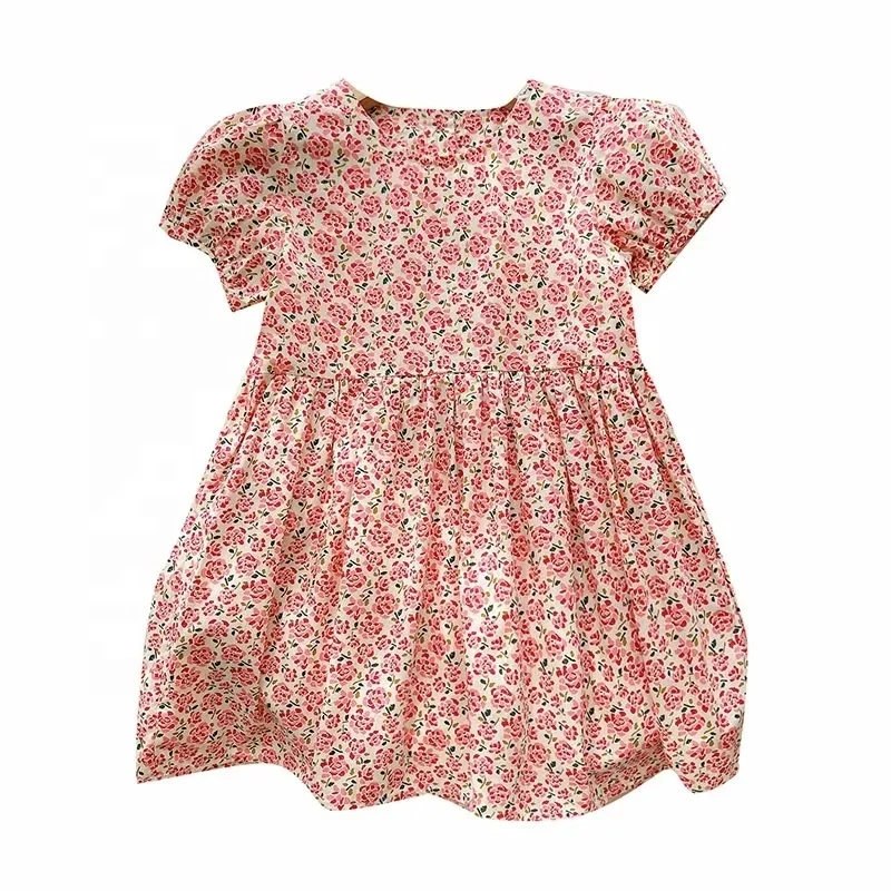 Summer Beautiful Casual Little Girls kids plain luxury clothes toddler clothing dresses baby girls dress