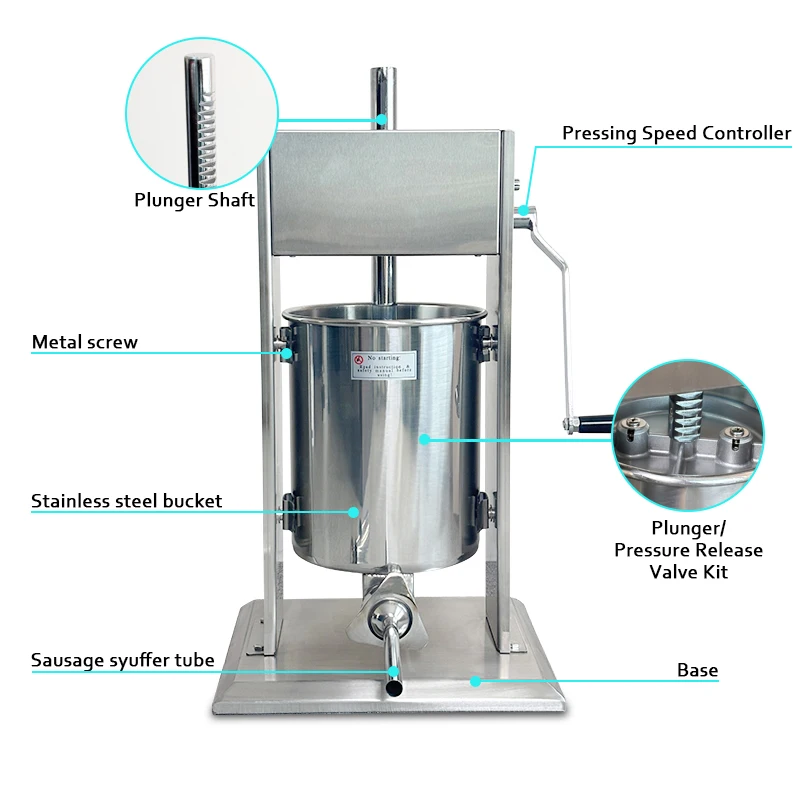 product 10l manual stainless steel vacuum sausage filling machine new factory direct sale for home restaurant use sausage stuffer-3