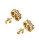 Jewelry Earrings Earrings Hiphop Jewelry Amazon Hot Selling Latest Gold Plated CZ Stud Earrings Design