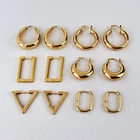 Chunky Earrings Non Tarnish Free 18k Gold Plated Stainless Steel Geometric Chunky Hoop Earrings