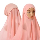 Scarf Wholesale New Style Soft Large Plain Solid Color Woman Bubble Chiffon Hijab Scarf With Undercap