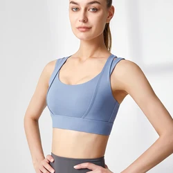 New Design Softness Breathable High Strength Series Luxury Gym Wear Fitness Adjustable Crossed Back Women Sports Bra