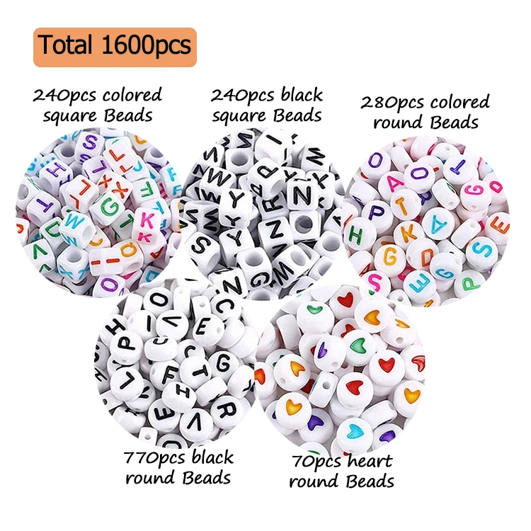 High Quality Alphabet Letter Beads Set Multi-Colored Pony Beads For Jewelry Making