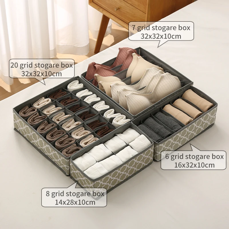 Drawer Organizer Clothes 4 PCS Set Foldable Underwear Organizer and Wardrobe Closet Storage Box for Socks