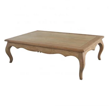 French Antique Style Classical Rectangular Solid Oak Wood Wooden Coffee Table HL310-1