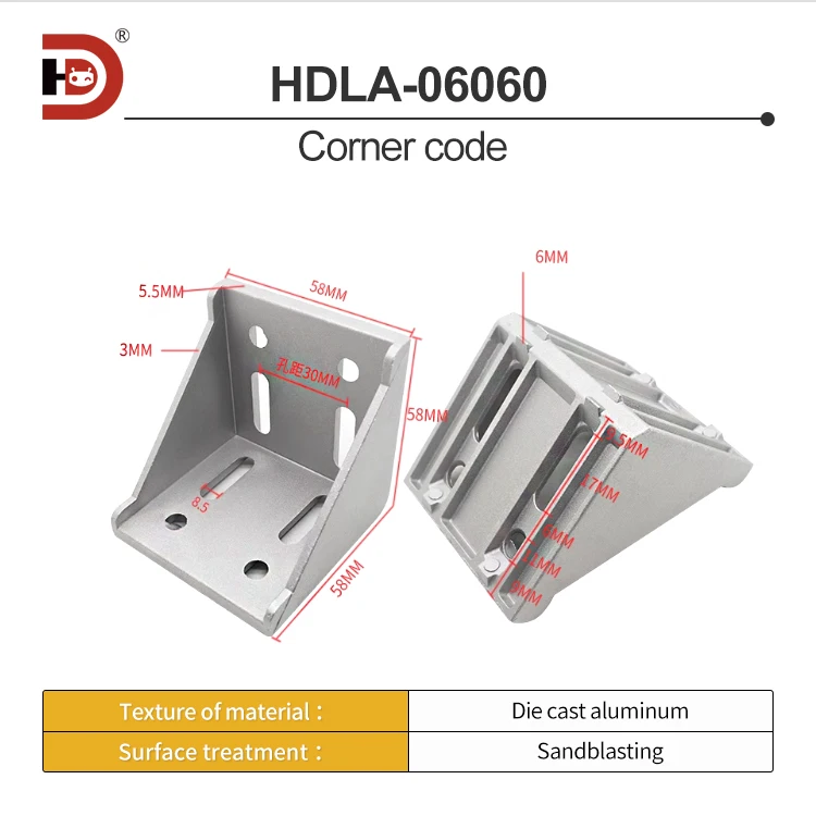 60 Aluminum Profiles, Corner Brackets, Corner Fittings, Connectors, Heavy-duty Connectors, Fasteners, Brackets, Corner Fixators manufacture