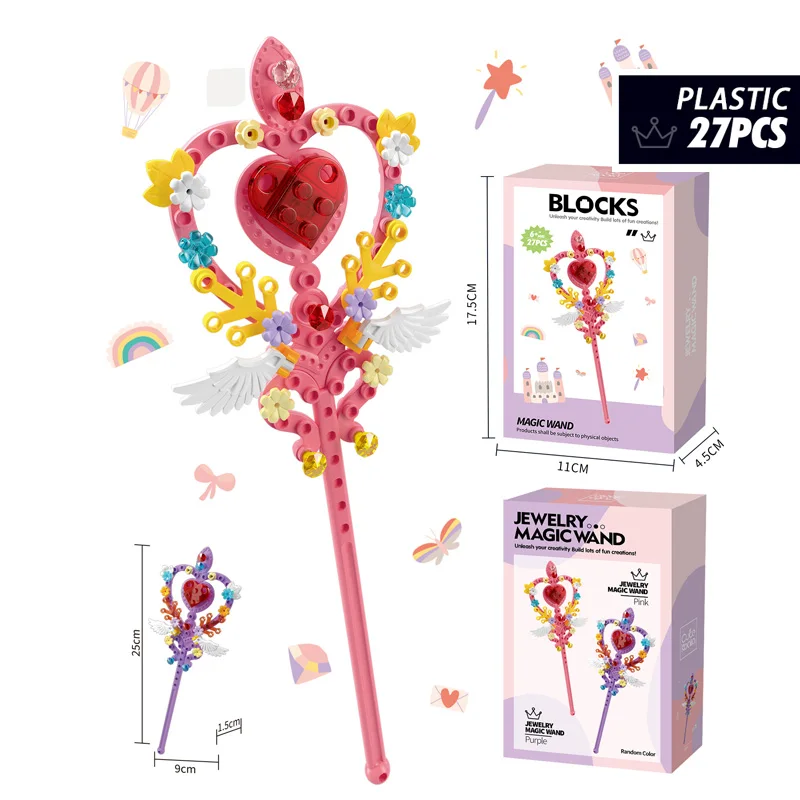 product 2023 new christmas gift girl plastic princess magic wand bricks toys 27pcs building blocks set for kids-56