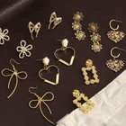 Pearl Heart Earrings Heartearrings Earrings 2021 2021 Trendy Pearl Hollow Gold Heart Flower Earrings Women