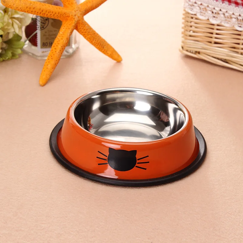 product single stainless steel anti slip silicone side pet food water feeding bowl with footprints printing-48