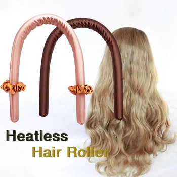 Luxury 100% Pure Mulberry Silk Hair Sticks Flexible Hair Roller Ribbon with Scrunchie Hot Sale Heatless Hair Curler