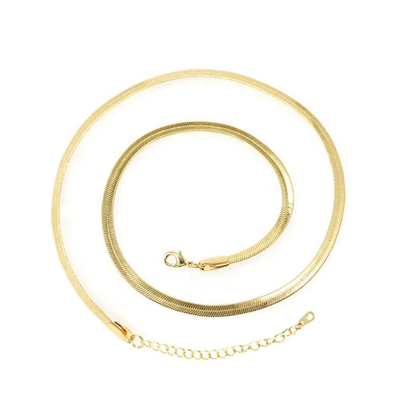 18k Gold Plated Flat Snake Chain 4mm 