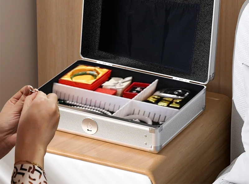 Fingerprint suitcase Fingerprint storage box Office document storage box Home document box Jewelry finger print padlock