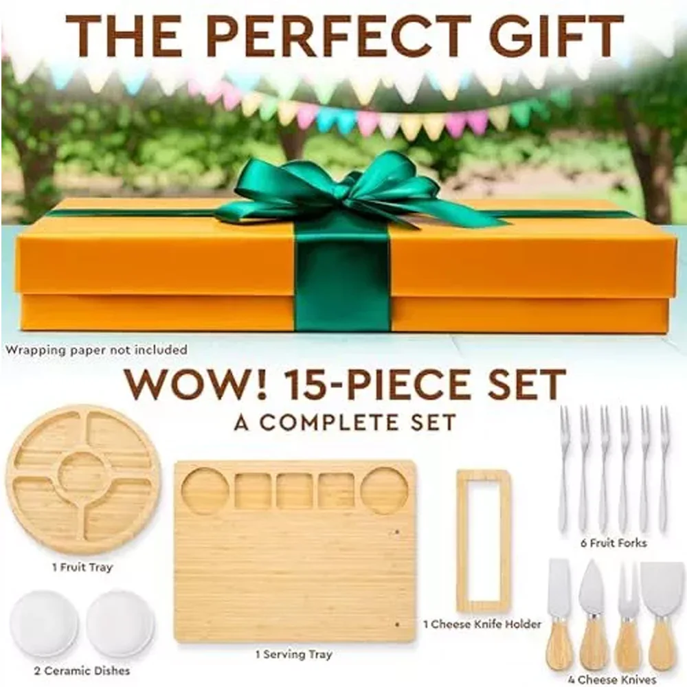 product premium kitchen comfort edition gift set bamboo cheese board and chopping blocks for party-7