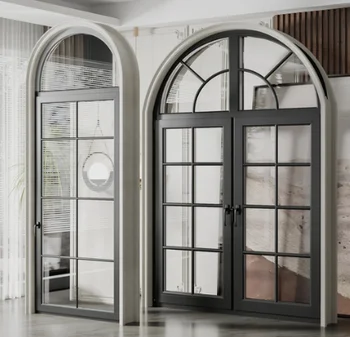 ALUFRONT Factory Direct Modern Exterior Aluminum Alloy Frame Waterproof Swing French Doors Double Glazed Glass for Villa